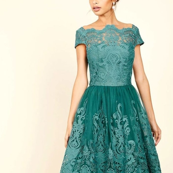 Chi Chi London Dresses & Skirts - Chi Chi London Turquoise Lace Evening Gown